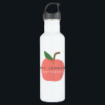 Best Teacher | Apple Cute Fun Modern Name Scandi 710 Ml Water Bottle<br><div class="desc">A simple, stylish, vibrant apple fruit graphic design water bottle in a fun, trendy, scandinavian minimalist style in shades or red pink and green which can be easily personalized with your teachers name by replacing "Mrs Johnson" and a tagline replacing "Best Teacher" to make a truly unique thank you gift...</div>
