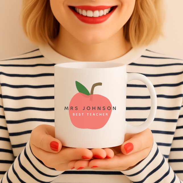 Best Teacher | Apple Cute Fun Modern Name Scandi Coffee Mug (Creator Uploaded)