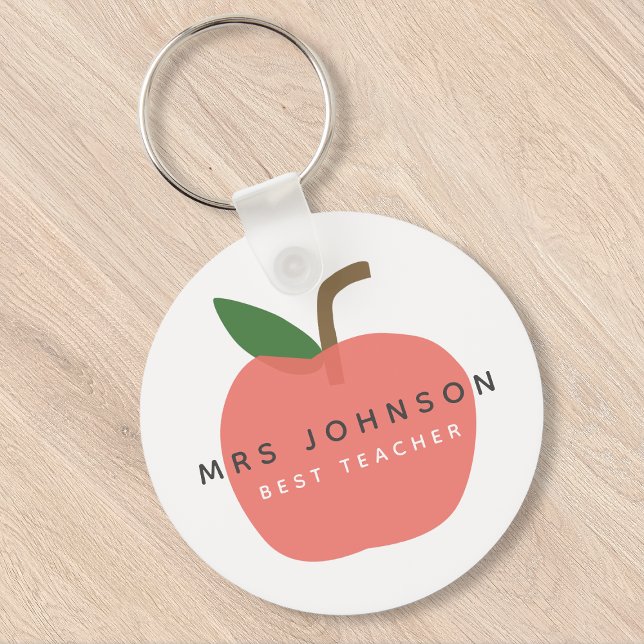 Best Teacher | Apple Cute Fun Modern Name Scandi Key Ring (Creator Uploaded)