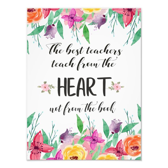 Best teacher Appreciation quote Thank you gift Photo Print (Front)