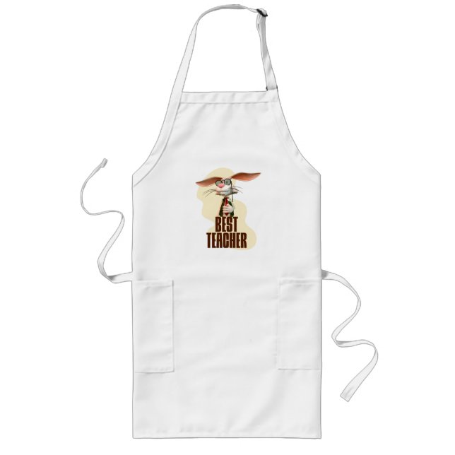 Best Teacher Bunny Rabbit Classroom Humour Long Apron (Front)