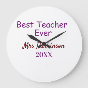 Best teacher ever add name date year simple school large clock
