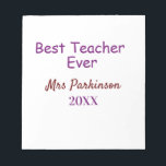 Best teacher ever add name date year simple school notepad<br><div class="desc">beautiful design</div>