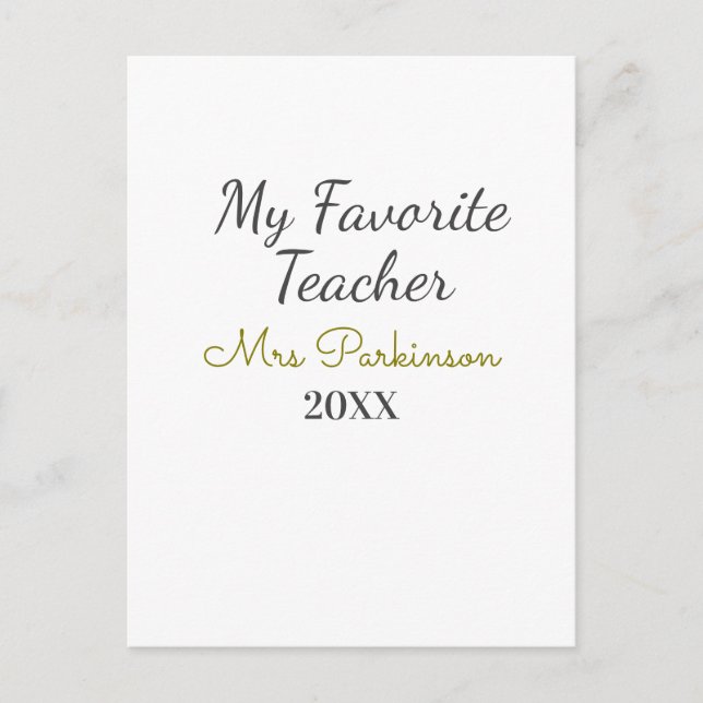 Best teacher ever add name date year simple school postcard (Front)