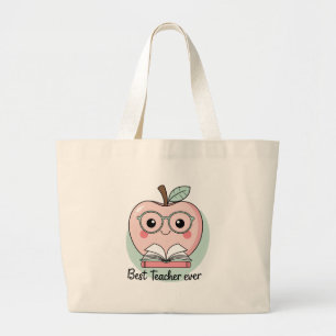 Best Teacher Ever Apple Design  Large Tote Bag