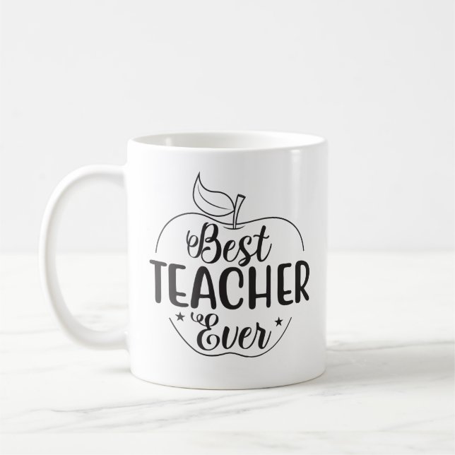 Best Teacher Ever Apple Personalised Coffee Mug (Left)