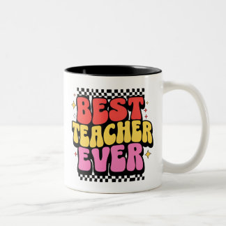 Best Teacher Ever  Bold Retro Colourful Mug Gift