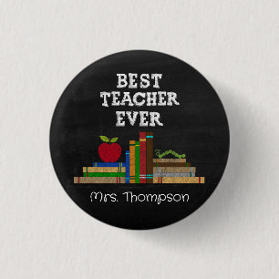 Best Teacher Ever Chalkboard 3 Cm Round Badge