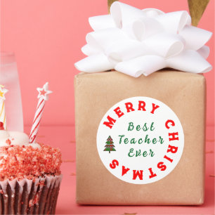 Best Teacher Ever Christmas Thanks You Gift Classic Round Sticker