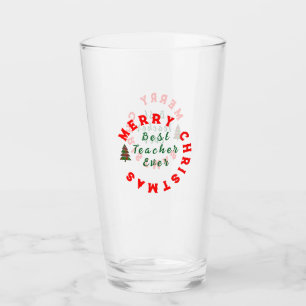 Best Teacher Ever Christmas Thanks You Gift        Glass