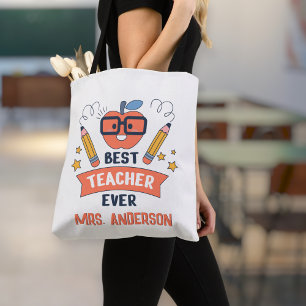 Best teacher ever, Customized Cotton Canvas Tote Bag