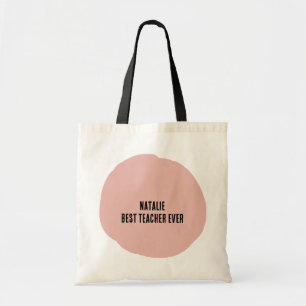 Best teacher ever Cute pink abstract monogrammed Tote Bag