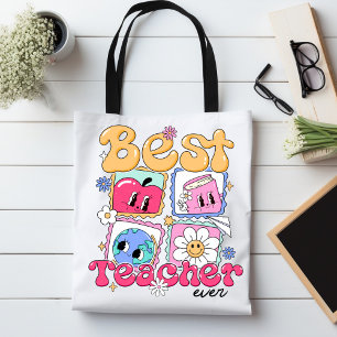 Best Teacher Ever Cute Retro Appreciation Gift Tote Bag
