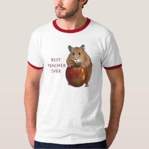 Best Teacher Ever: Hamster With Apple: Art T-Shirt