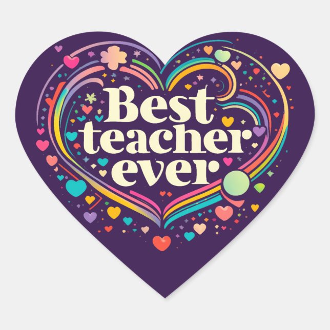 Best Teacher Ever Heart Sticker (Front)
