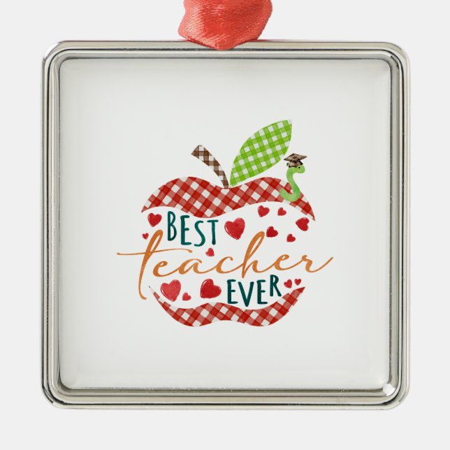 Best Teacher Ever Metal Tree Decoration (Front)
