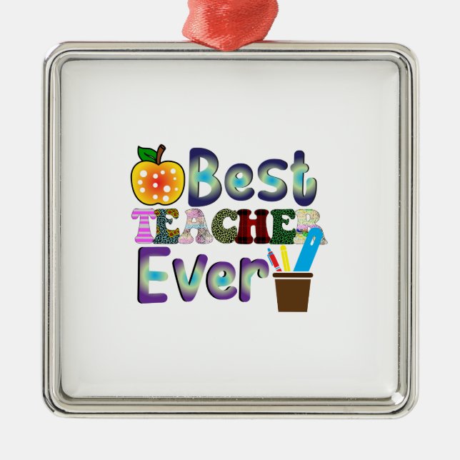 Best Teacher Ever Metal Tree Decoration (Front)