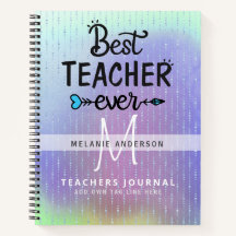 BEST TEACHER EVER Monogram Journal Thank You
