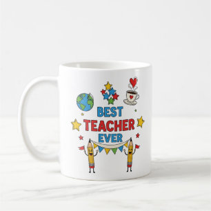 Best Teacher Ever Mug Colourful Sketch Icons Teac
