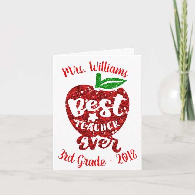 Best Teacher Ever Personalised Apple Note Cards (Front)