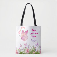 Best Teacher ever Personalised Butterfly pink