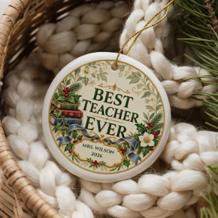 Best Teacher Ever Personalised Christmas Ornament