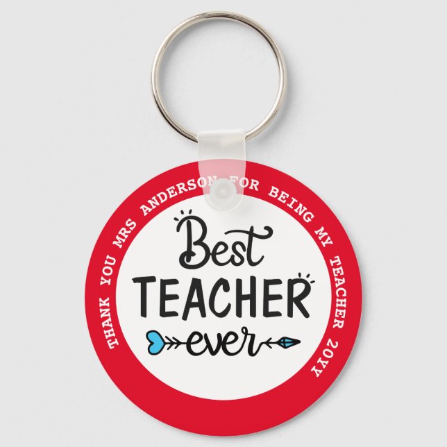 BEST TEACHER EVER Personalised Gifts Under $4 Key Ring (Front)
