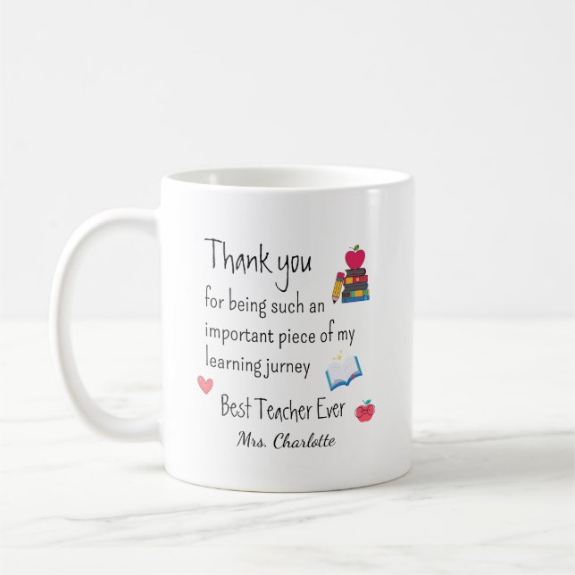Best Teacher Ever – Personalised Name Coffee Mug (Left)
