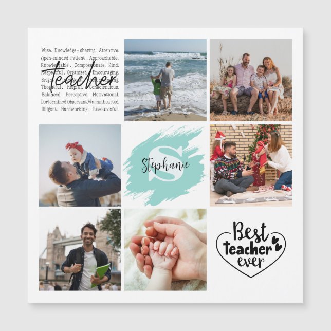 Best Teacher Ever Personalised Photo Collage (Front)