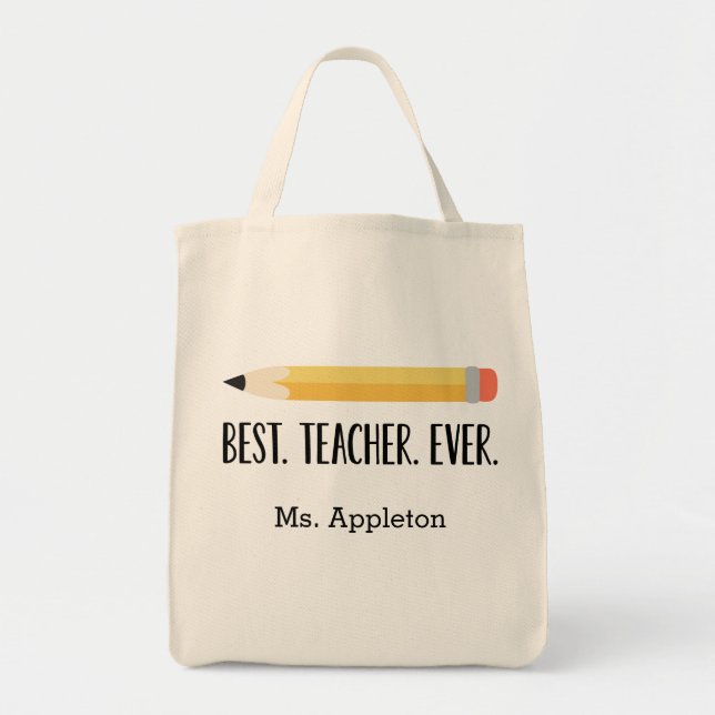 Best Teacher Ever | Personalised Tote Bag Gift (Front)