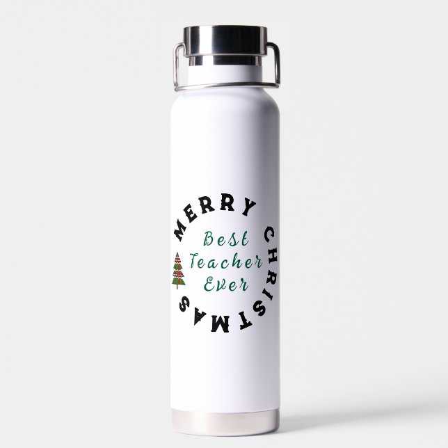 Best Teacher Ever Present - Teacher Appreciation Water Bottle (Back)