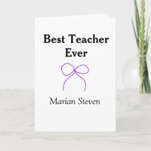 Best Teacher ever purple bow name appreciation gif Card