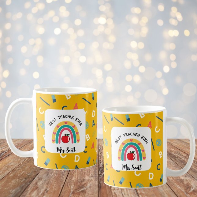 Best Teacher Ever rainbow name Coffee Mug (Creator Uploaded)