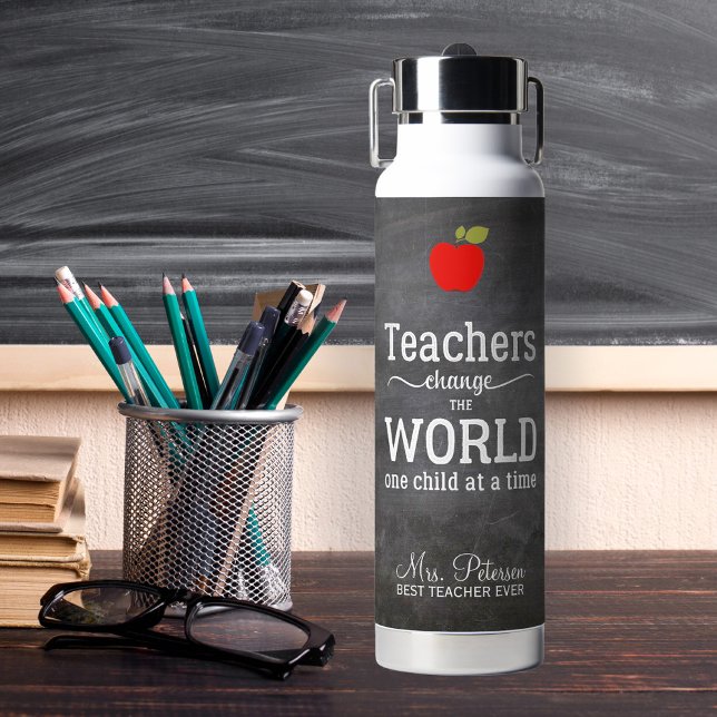 Best teacher ever red apple appreciation water bottle (Creator Uploaded)