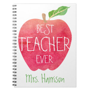 Best Teacher Ever Red Apple Personalised Spiral Notebook