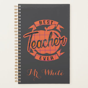 Best teacher ever retro personalised present planner