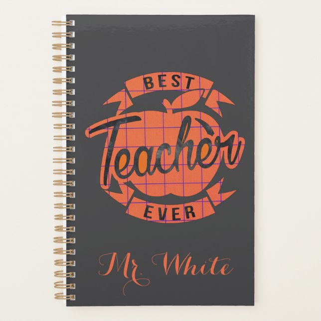 Best teacher ever retro personalised present planner (Front)