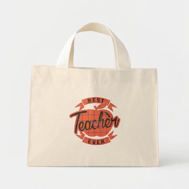 Best teacher ever retro vintage  mini tote bag (Front)
