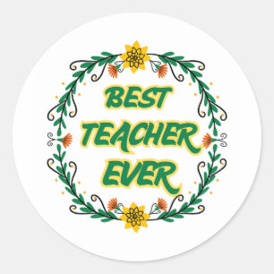 Best Teacher Ever Sticker Cute Floral Teacher Ap