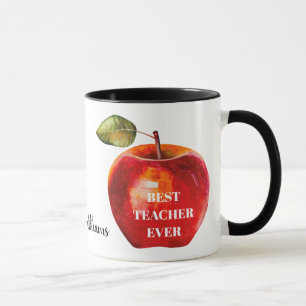 BEST TEACHER EVER Teacher Name Red Apple Mug