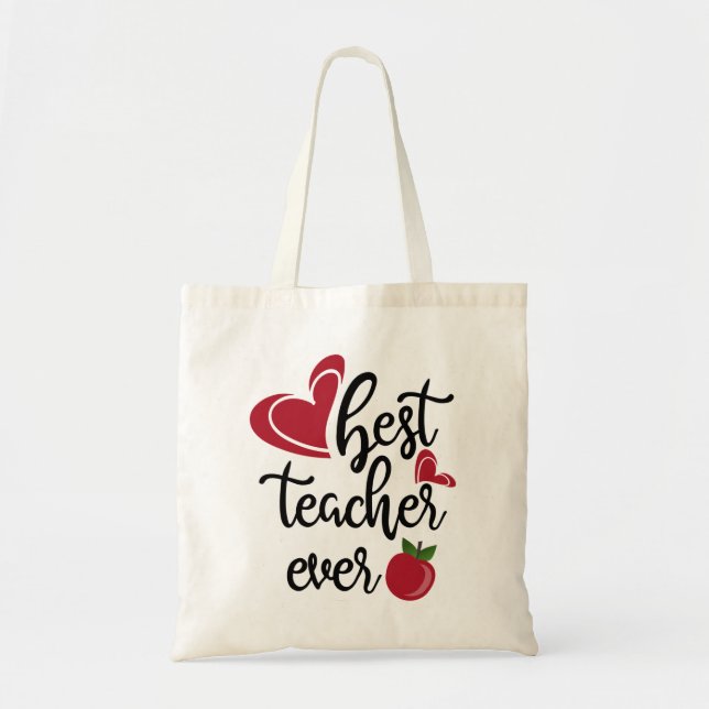 Best teacher ever typography teachers tote bag (Front)