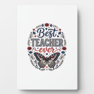 Best Teacher Ever Vintage Butterfly Floral Shirt_1 Plaque
