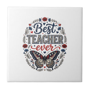 Best Teacher Ever Vintage Butterfly Floral Shirt_1 Tile