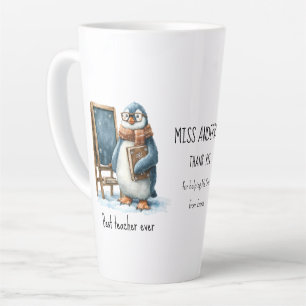 Best Teacher Ever Winter Penguin Design Latte Mug