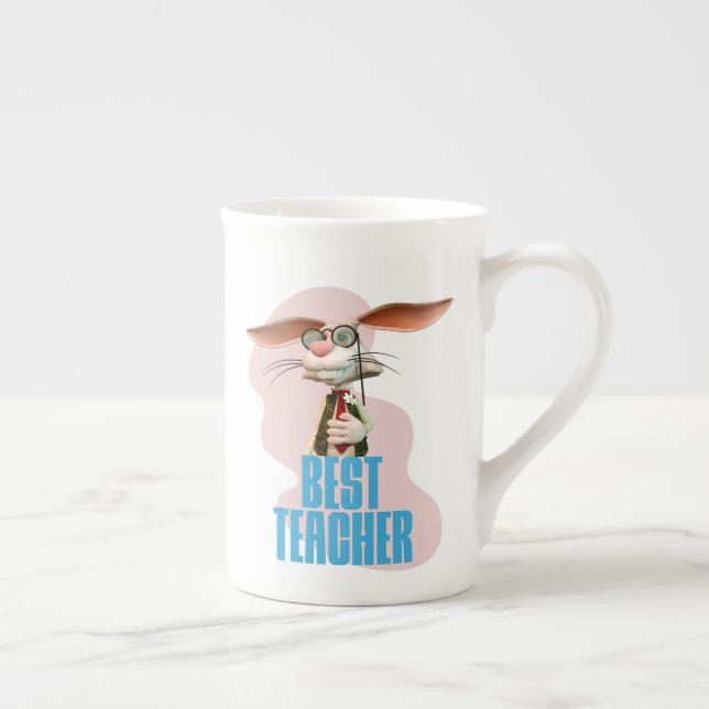 Best Teacher Funny Rabbit Classroom Humour Bone China Mug (Right)