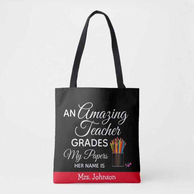 Best Teacher Gifts, Personalised Teacher Tote Bag (Front)