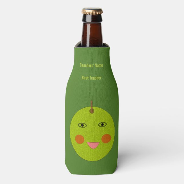 Best Teacher Happy Apple Custom Bottle Cooler (Bottle Front)