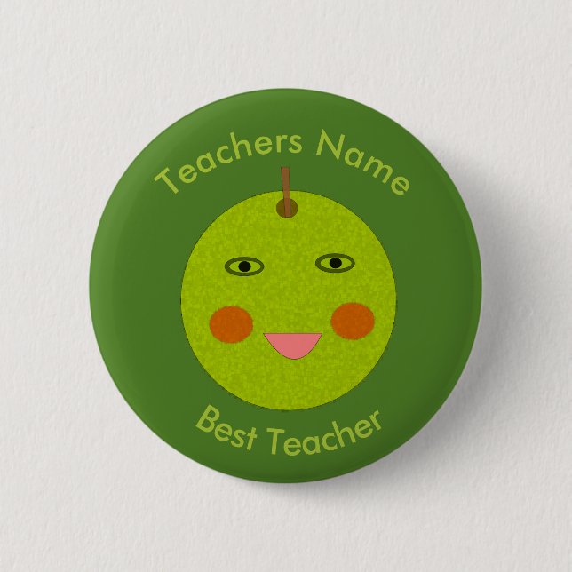 Best Teacher Happy Apple Custom Button (Front)