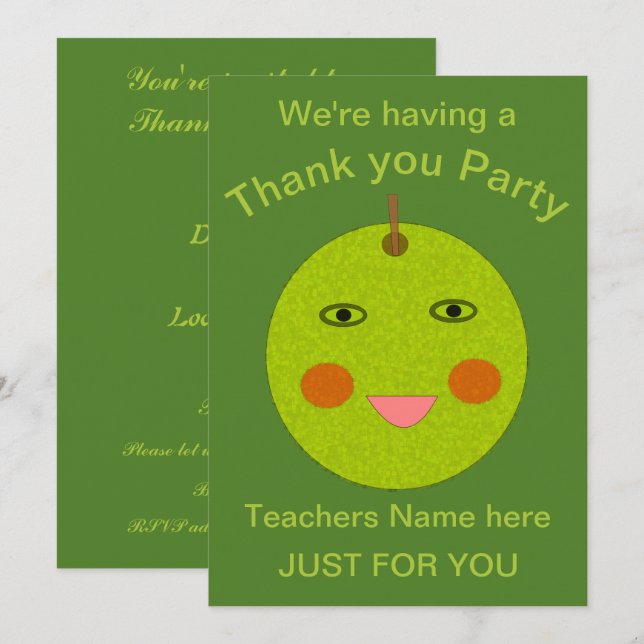 Best Teacher Happy Apple Custom Invites (Front/Back)
