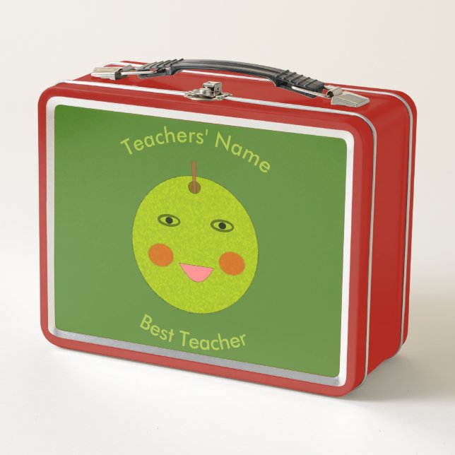 Best Teacher Happy Apple Custom Metal Lunchbox (Front)